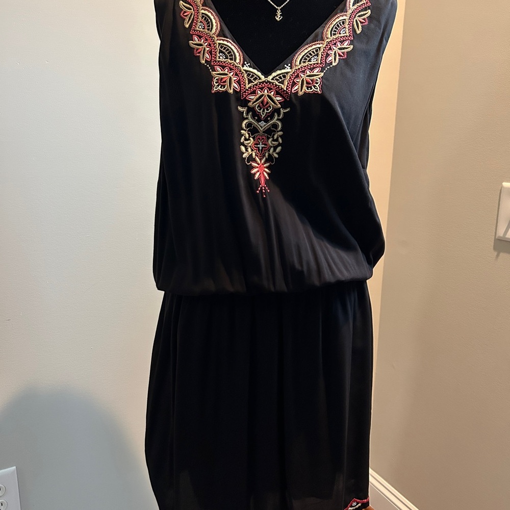 Embroidered Black Dress